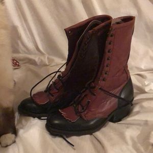 Burgundy black Double H leather soled boots 7.5M